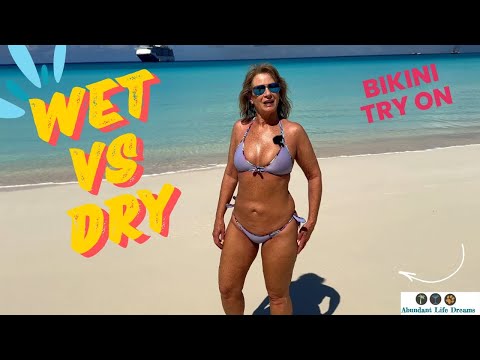 Wicked Weasel Sheer Transparent DRY vs WET Bikini Tryon Haul by Mature Woman Half Moon Cay Bahamas
